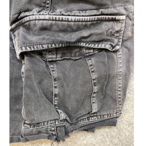 American Eagle Outfitters Mens Cargo Shorts Frayed Hem Adjustable Waist 36 Black - Picture 6 of 8
